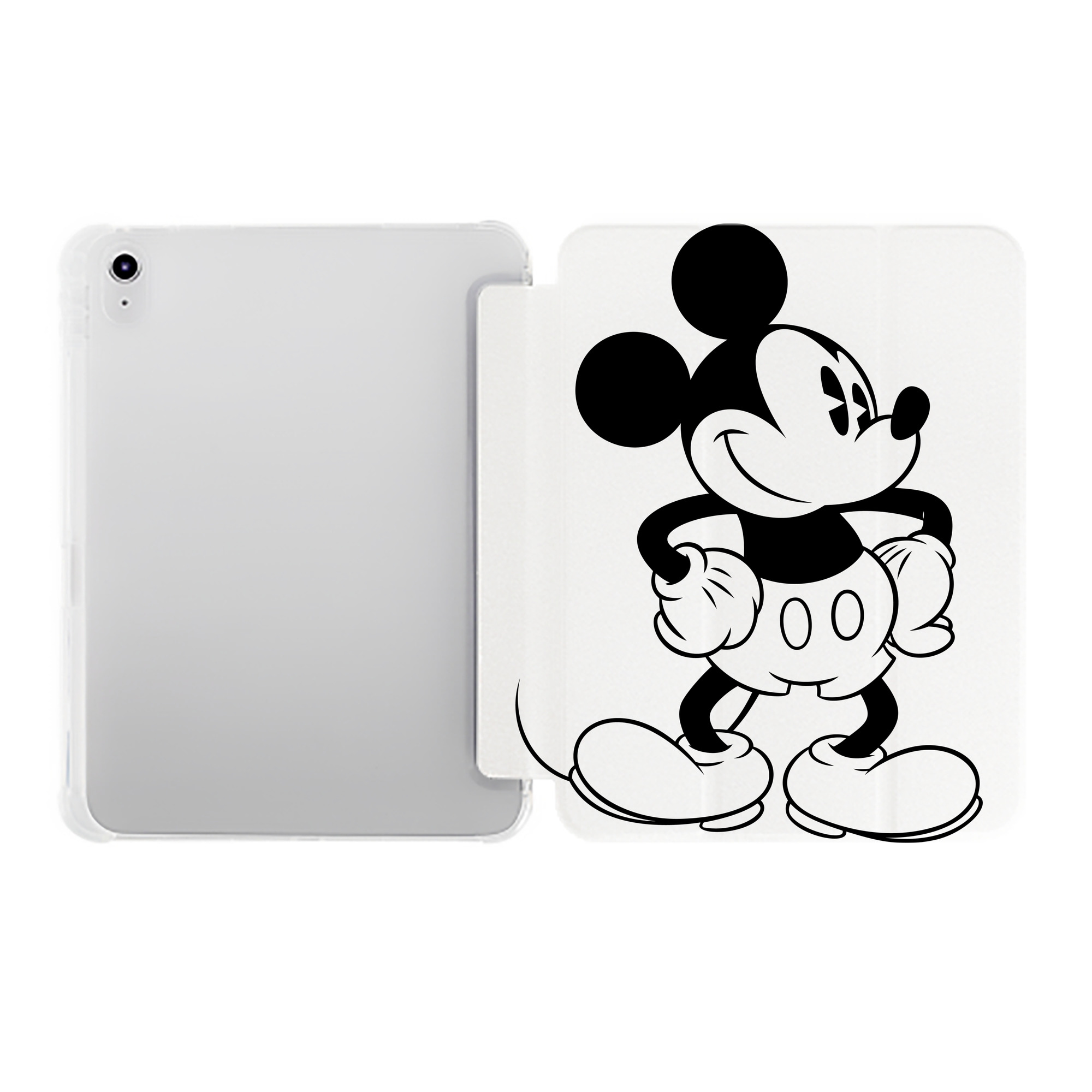 （画像用） ミッキーマウス Mickey Mouse IPad ケース ペン収納付き 三つ折りスタンド PUレザー×シリコン 対応機種9.5/10.5/10.9インチ
